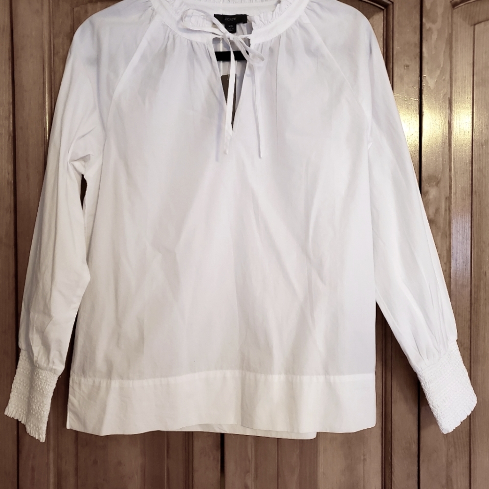 J Crew White Summer Blouse Size XS